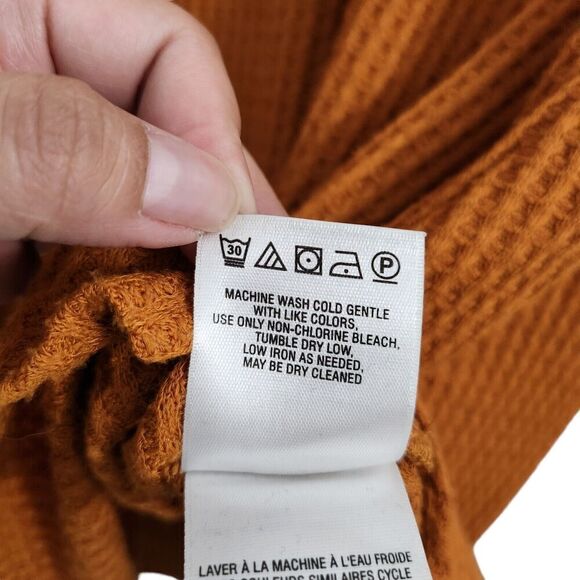Maeve Anthropologie Top Medium Pearson Pumpkin‎ Orange Waffle Thermal Pullover - Picture 7 of 11